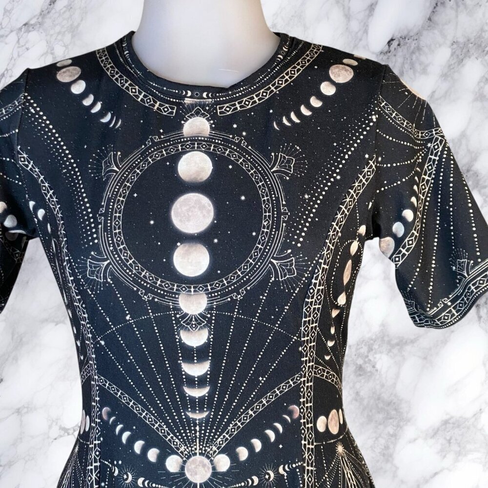 Blackmilk Moon Phases Longline Evil Tee Dress - Black - Picture 3 of 12